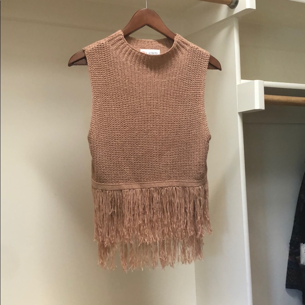 Pink turtleneck sweater tank top
